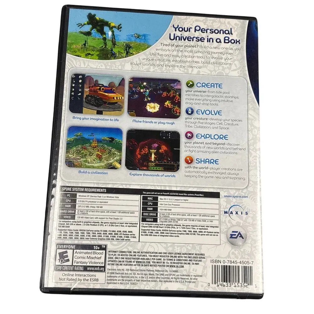 SPORE (PC and Mac) by the creator of Sims - manual included video game EA 2008
